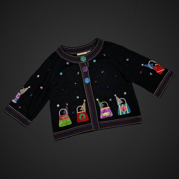 Not So Ugly Christmas Sweater Design Options Purses Trees Beads Sequins - Picture 1 of 9